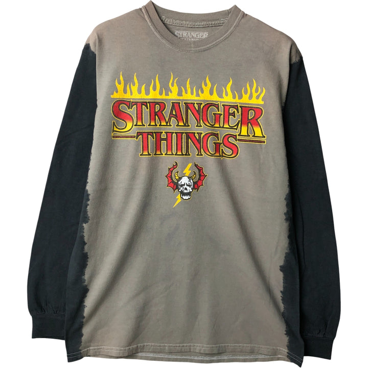 STRANGER THINGS Movie Long Sleeve T-Shirt, Men's Size Medium cotton Khaki type Vintage Second Hand