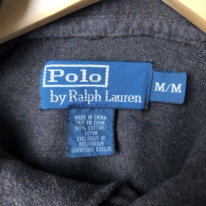Ralph Lauren POLO by Ralph Lauren Hooded Elbow Patch Long Sleeve T-Shirt, Men's Size Medium cotton brown type Vintage Second Hand