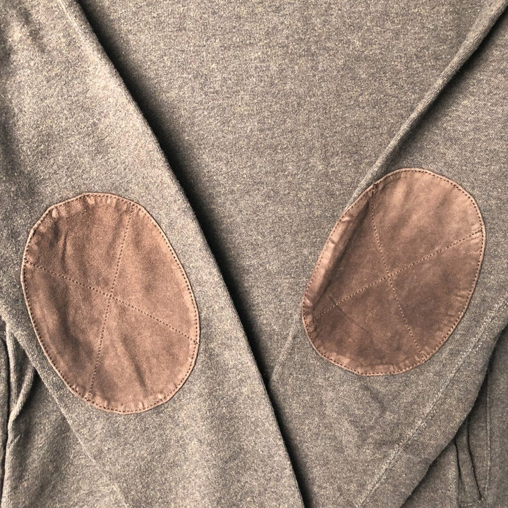 Ralph Lauren POLO by Ralph Lauren Hooded Elbow Patch Long Sleeve T-Shirt, Men's Size Medium cotton brown type Vintage Second Hand