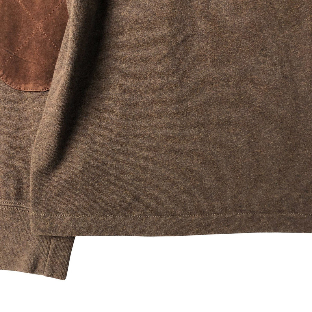 Ralph Lauren POLO by Ralph Lauren Hooded Elbow Patch Long Sleeve T-Shirt, Men's Size Medium cotton brown type Vintage Second Hand