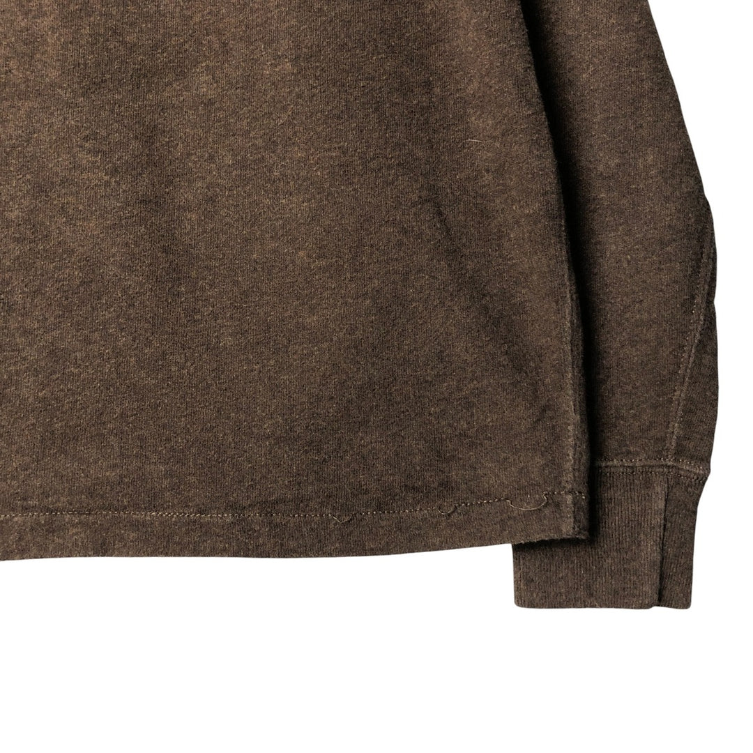 Ralph Lauren POLO by Ralph Lauren Hooded Elbow Patch Long Sleeve T-Shirt, Men's Size Medium cotton brown type Vintage Second Hand