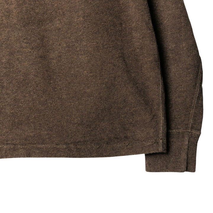 Ralph Lauren POLO by Ralph Lauren Hooded Elbow Patch Long Sleeve T-Shirt, Men's Size Medium cotton brown type Vintage Second Hand