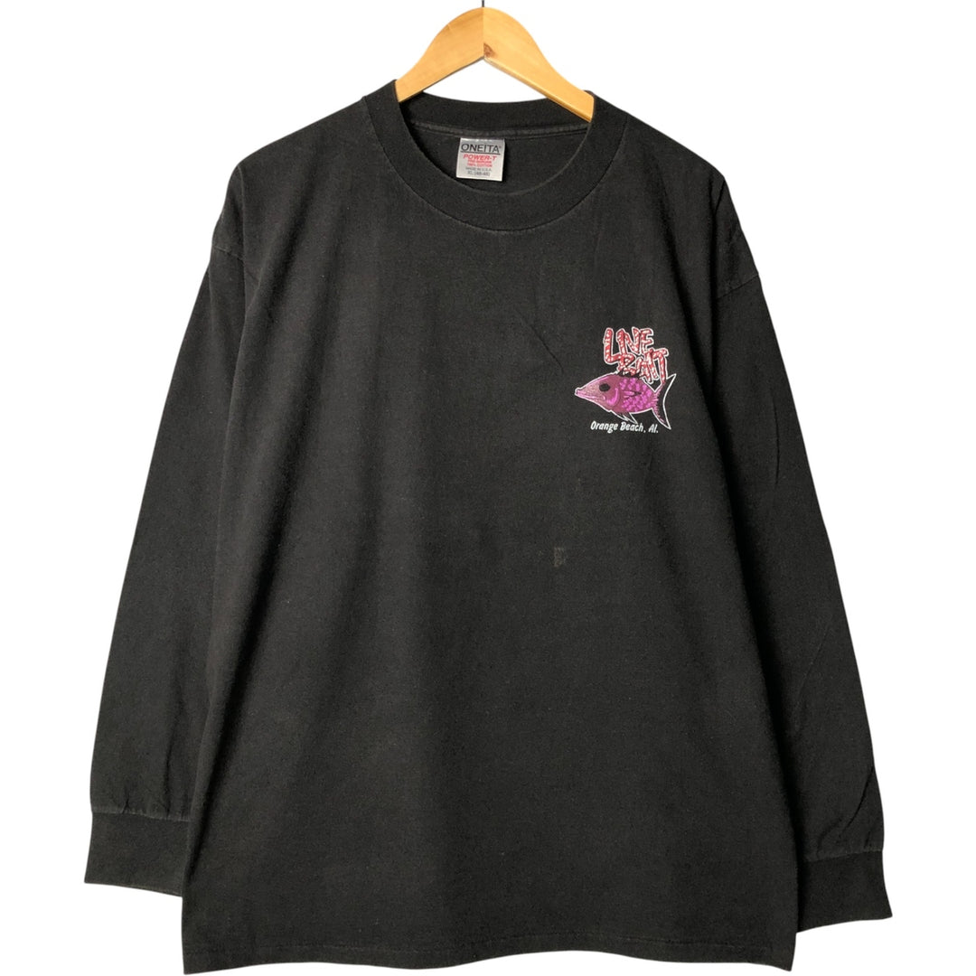 90'S ONEITA Long Sleeve T-Shirt Made in USA Men's XL Vintage cotton black type Vintage Second Hand