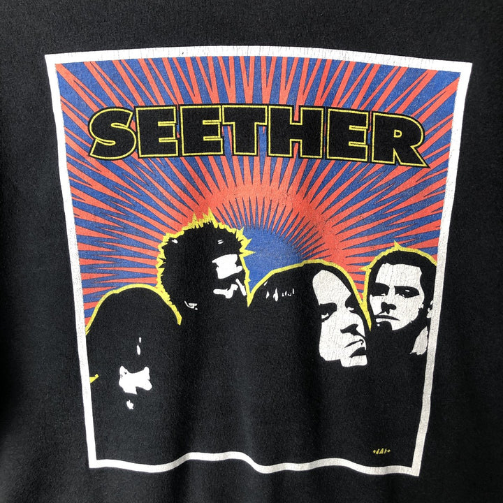 Hanes SEETHER Long Sleeve Band T-Shirt, Men's Size L cotton black type Vintage Second Hand