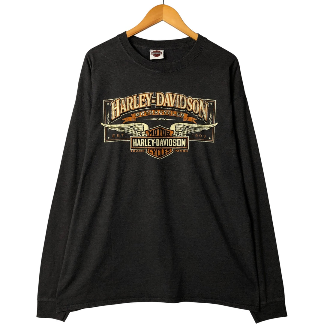 Harley-Davidson Motorcycle Long Sleeve T-Shirt, Men's XXL cotton gray type Vintage Second Hand