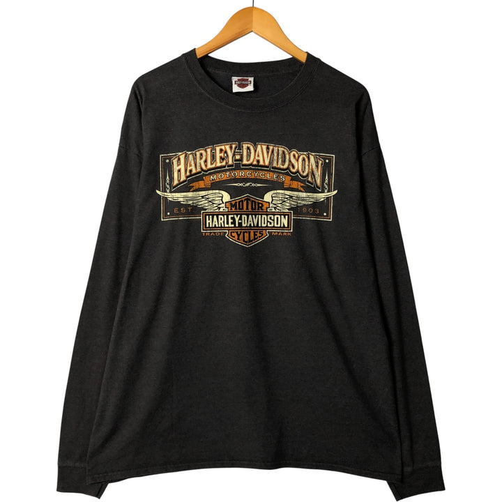 Harley-Davidson Motorcycle Long Sleeve T-Shirt, Men's XXL cotton gray type Vintage Second Hand