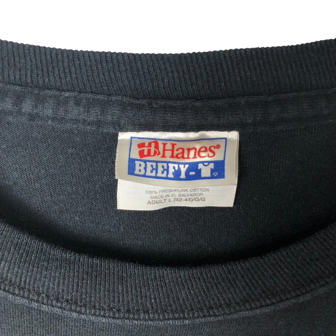 2000'S Hanes Long Sleeve T-Shirt, Men's Size L cotton black type Vintage Second Hand