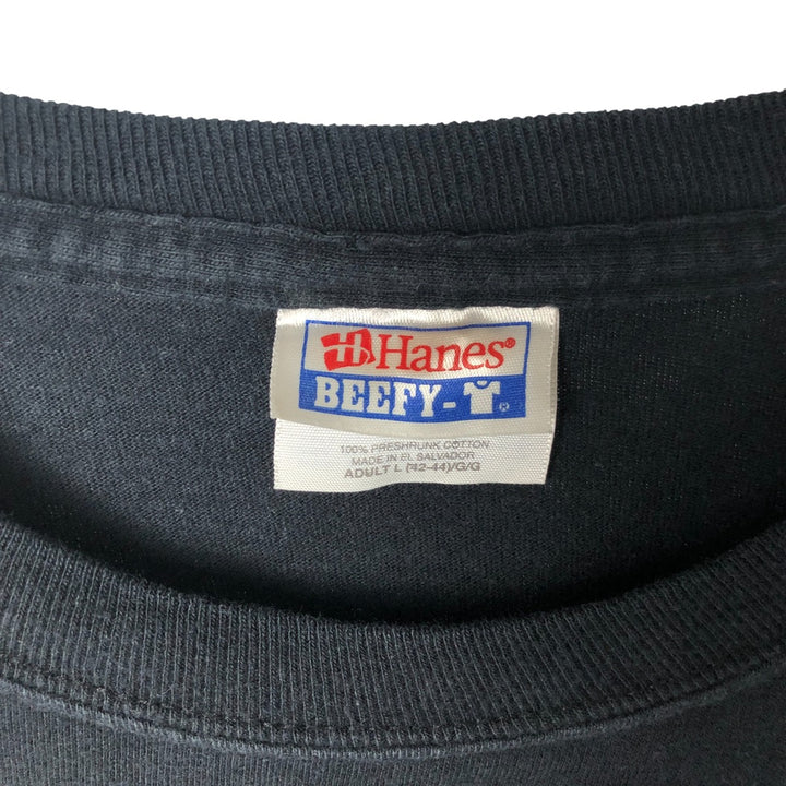 2000'S Hanes Long Sleeve T-Shirt, Men's Size L cotton black type Vintage Second Hand