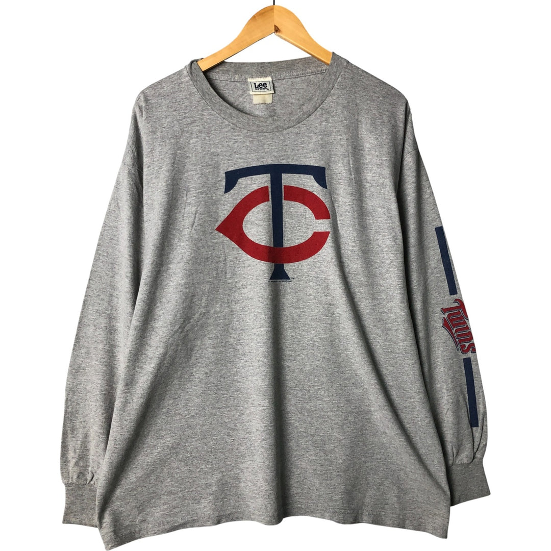 2000'S Lee SPORT MLB MINNESOTA TWINS Men's Long Sleeve T-Shirt, Size XL unclear gray type Vintage Second Hand