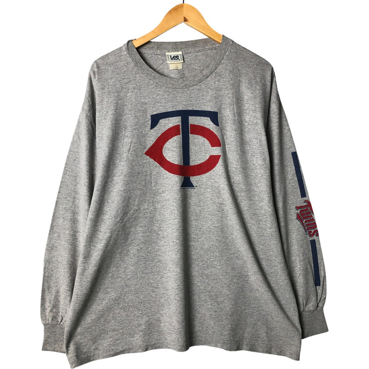 2000'S Lee SPORT MLB MINNESOTA TWINS Men's Long Sleeve T-Shirt, Size XL unclear gray type Vintage Second Hand