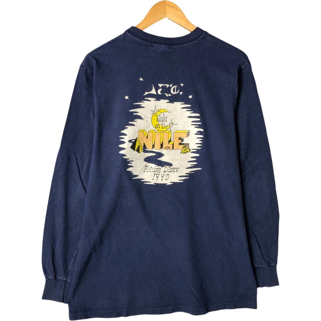 Vintage 1980'S Hanes BEEFY-T Blue Tag Long Sleeve T-Shirt, Made in USA, Men's Size L cotton navy blue type Vintage Second Hand