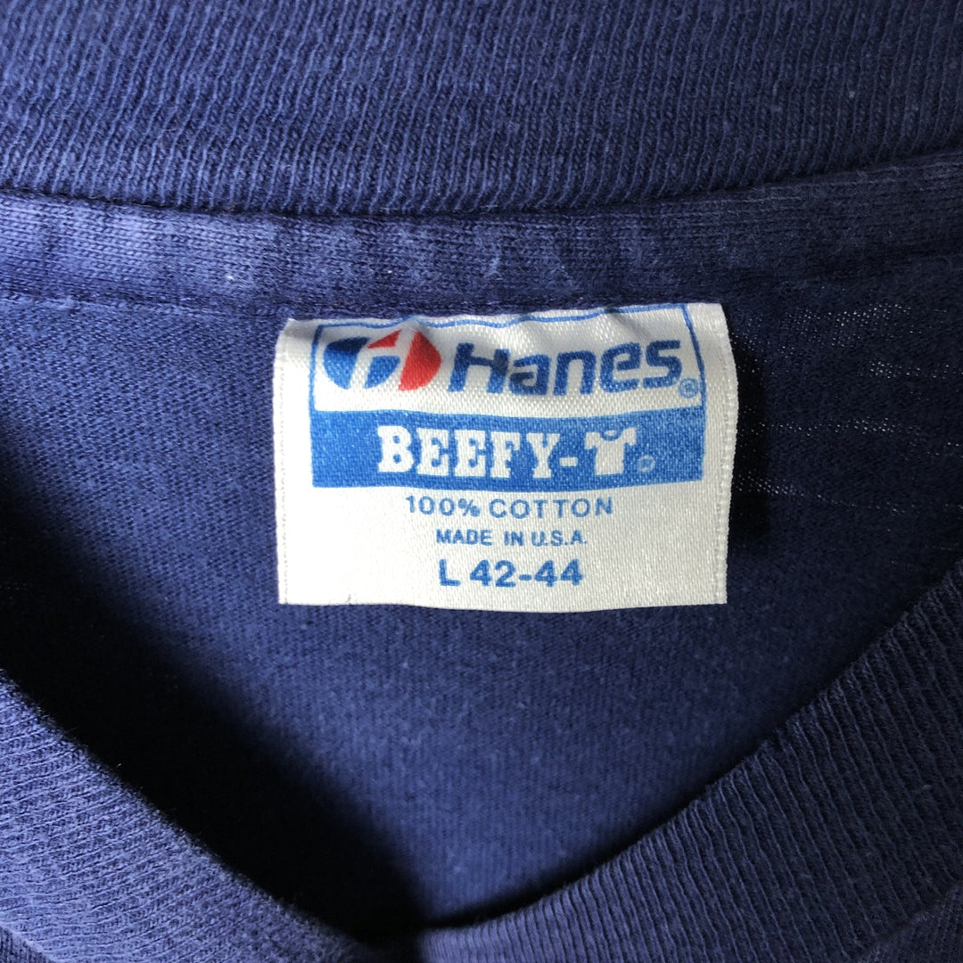 Vintage 1980'S Hanes BEEFY-T Blue Tag Long Sleeve T-Shirt, Made in USA, Men's Size L cotton navy blue type Vintage Second Hand