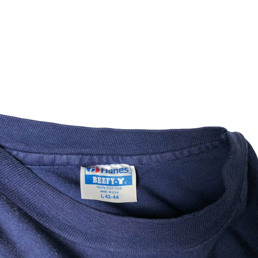 Vintage 1980'S Hanes BEEFY-T Blue Tag Long Sleeve T-Shirt, Made in USA, Men's Size L cotton navy blue type Vintage Second Hand