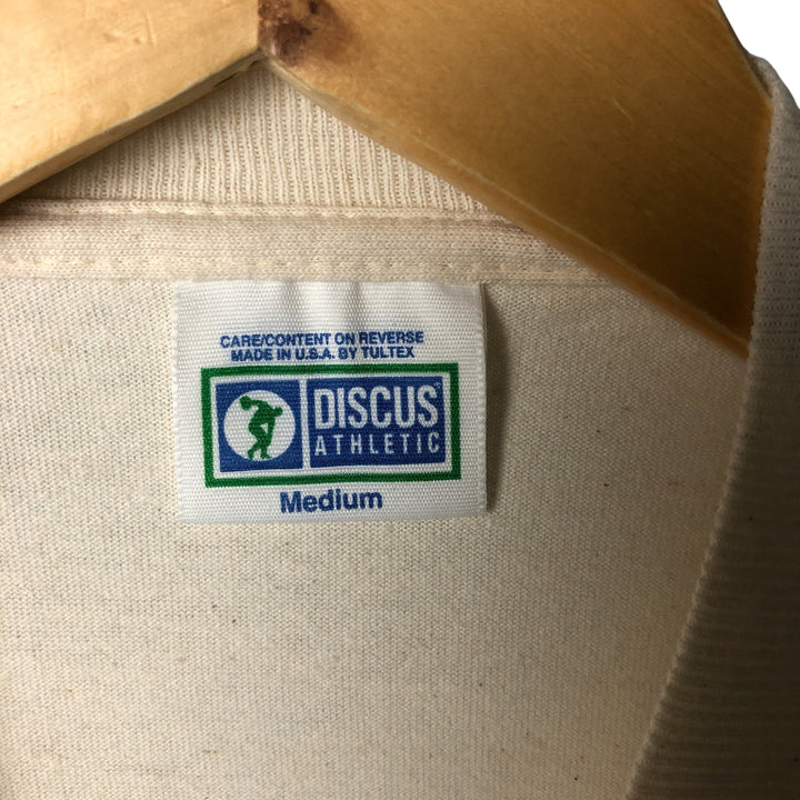 90'S Discus Athletic back print long sleeve T-shirt, Made in USA, Men's size M, Vintage cotton unbleached Vintage Second Hand