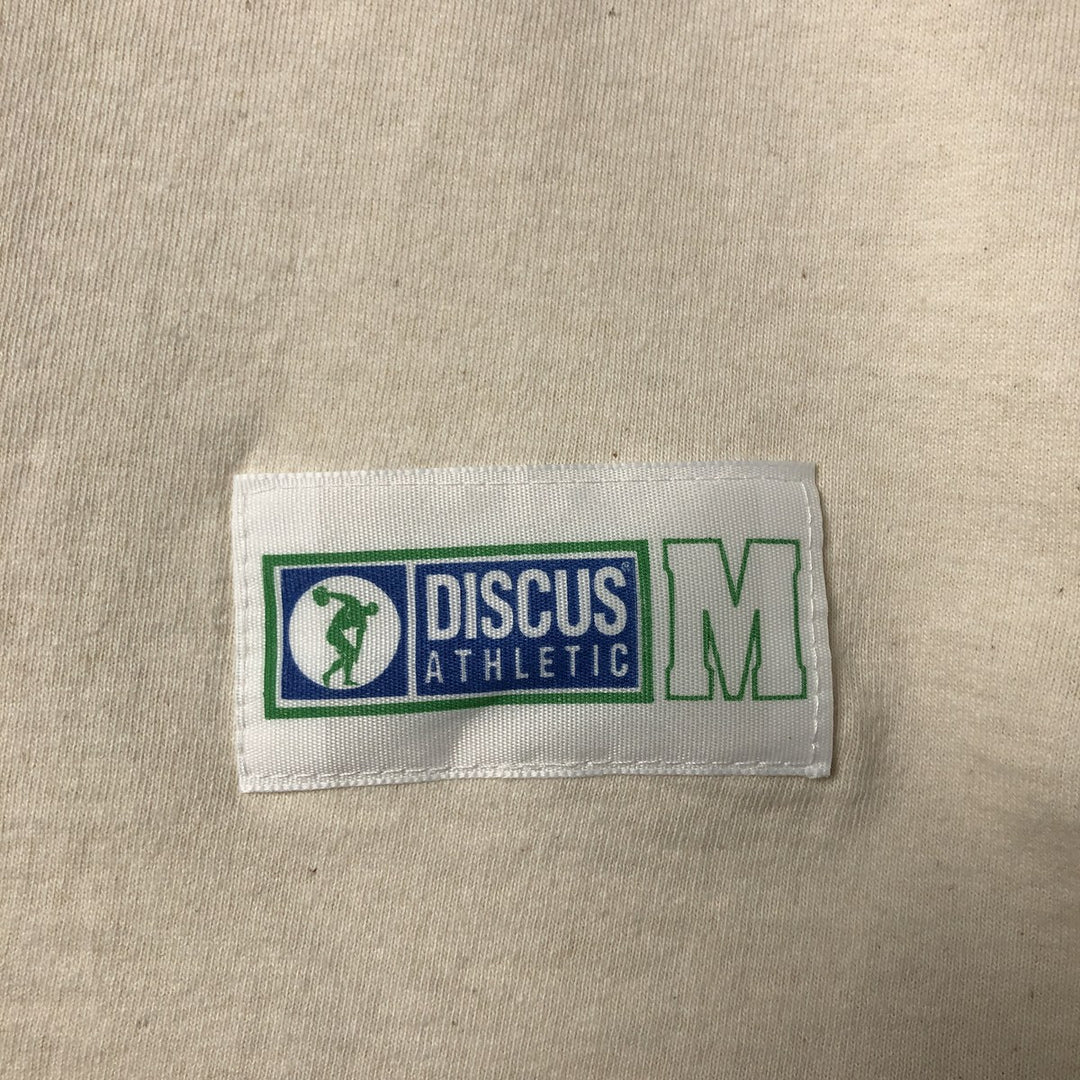 90'S Discus Athletic back print long sleeve T-shirt, Made in USA, Men's size M, Vintage cotton unbleached Vintage Second Hand