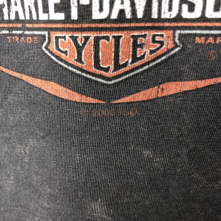 2000'S Harley-Davidson Eagle Pattern Motorcycle Large Print Long Sleeve T-Shirt, Made in USA, Men's Size L cotton Charcoal Vintage Second Hand
