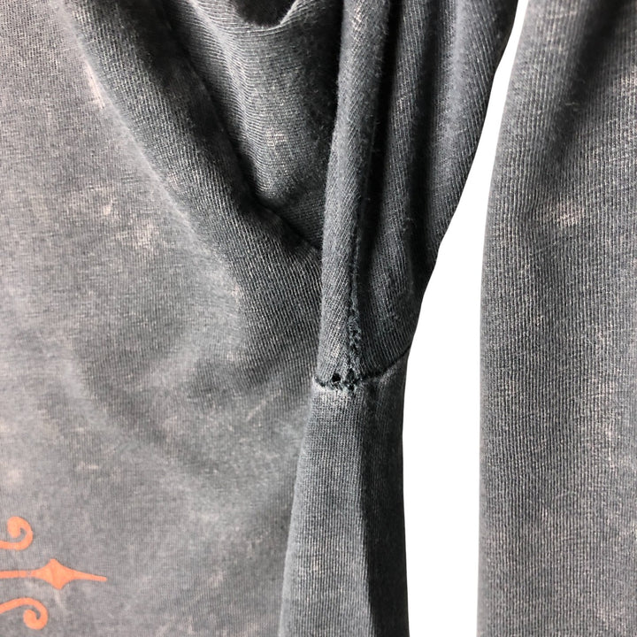 2000'S Harley-Davidson Eagle Pattern Motorcycle Large Print Long Sleeve T-Shirt, Made in USA, Men's Size L cotton Charcoal Vintage Second Hand