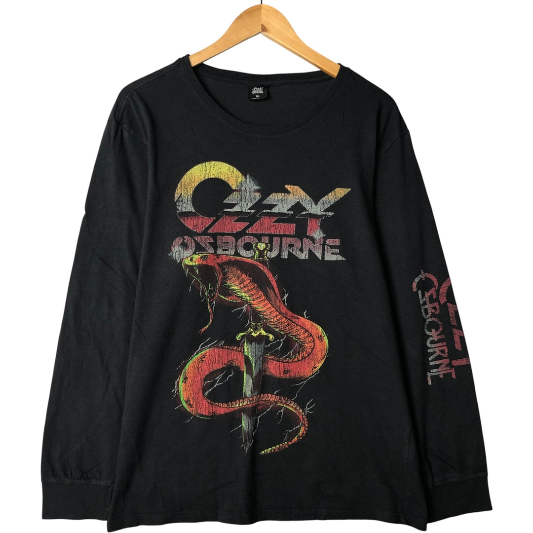 OZZY OSBOURNE Metal Long Sleeve Band T-Shirt, Men's XL cotton black type Vintage Second Hand