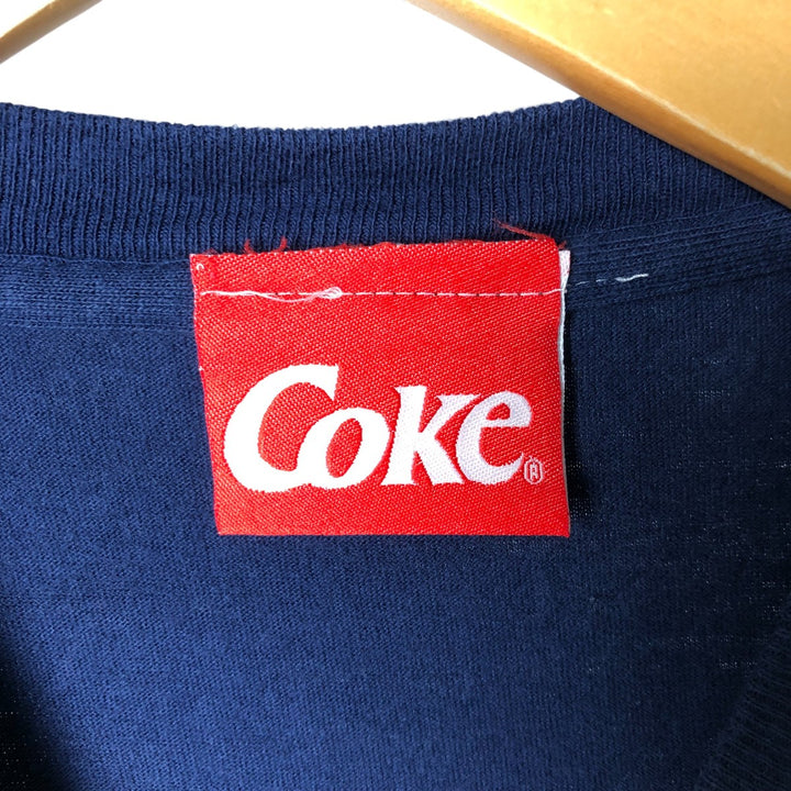 90'S COKE COCA-COLA Long Sleeve T-Shirt, Made in USA, Men's Size Medium, Vintage cotton navy blue type Vintage Second Hand