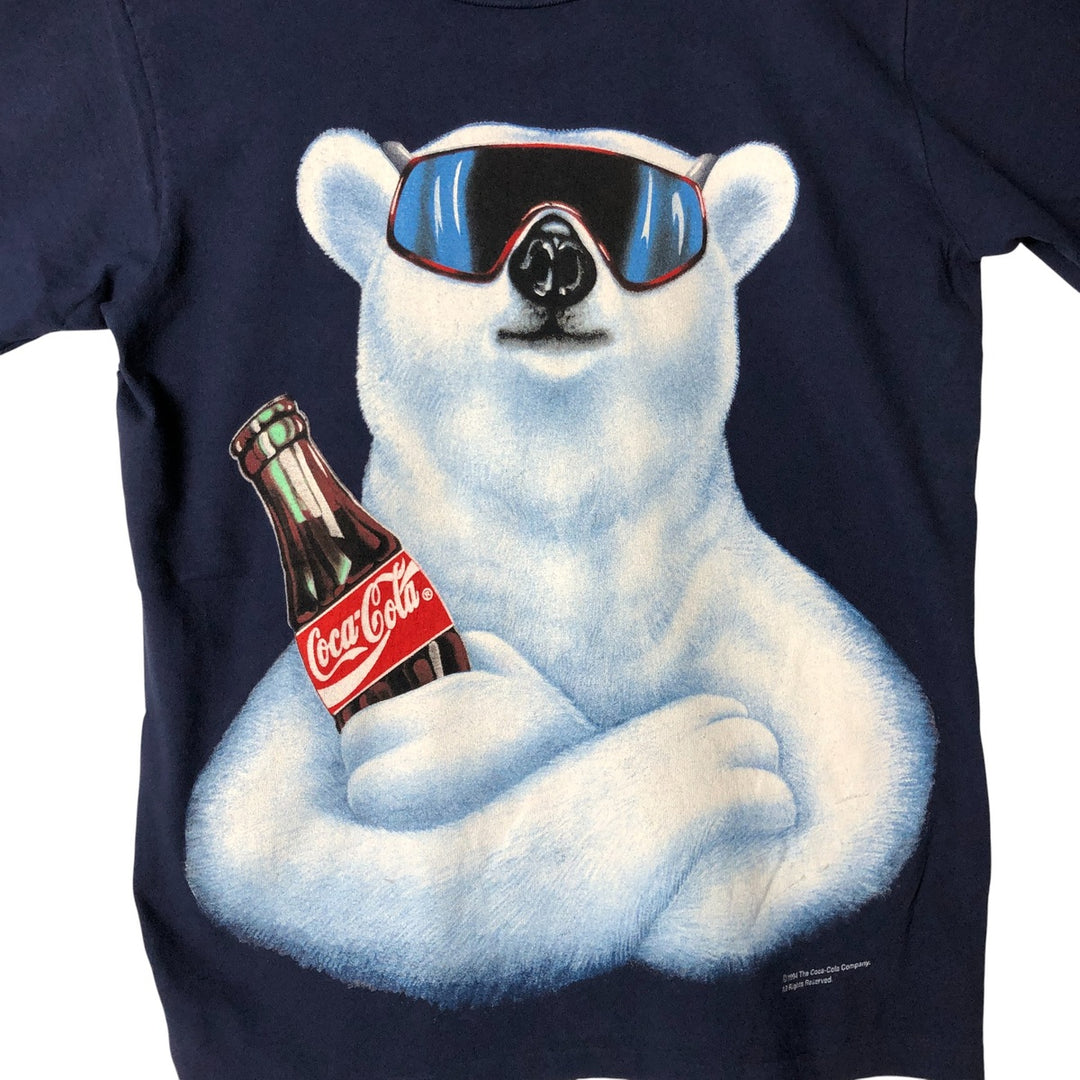 90'S COKE COCA-COLA Long Sleeve T-Shirt, Made in USA, Men's Size Medium, Vintage cotton navy blue type Vintage Second Hand