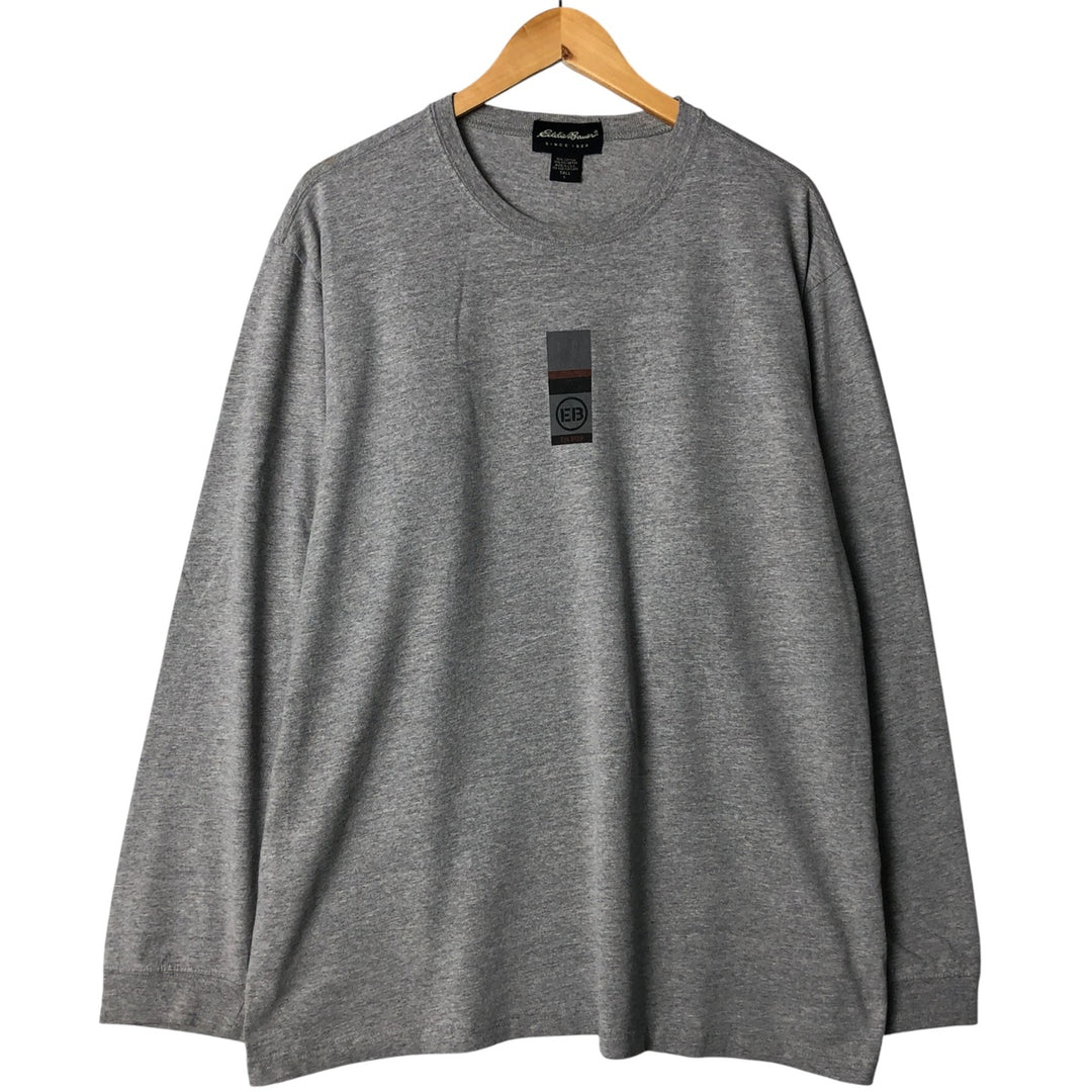 Eddie Bauer Long Sleeve T-Shirt Made in USA Men's L Size cotton gray type Vintage Second Hand