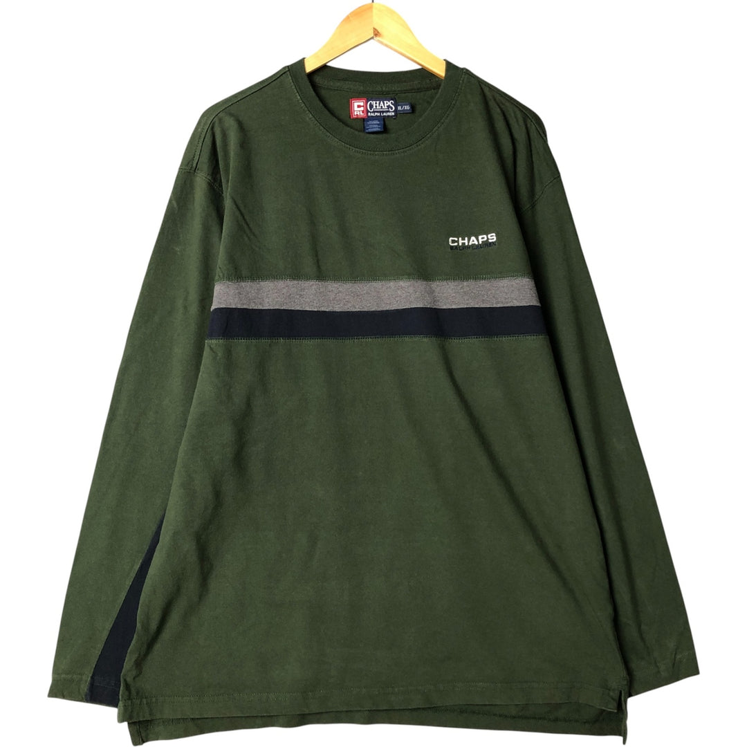 Ralph Lauren CHAPS long-sleeved T-shirt, men's size XL cotton Green type dark green Vintage Second Hand