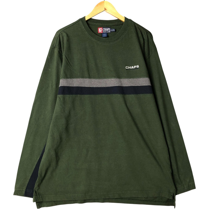 Ralph Lauren CHAPS long-sleeved T-shirt, men's size XL cotton Green type dark green Vintage Second Hand