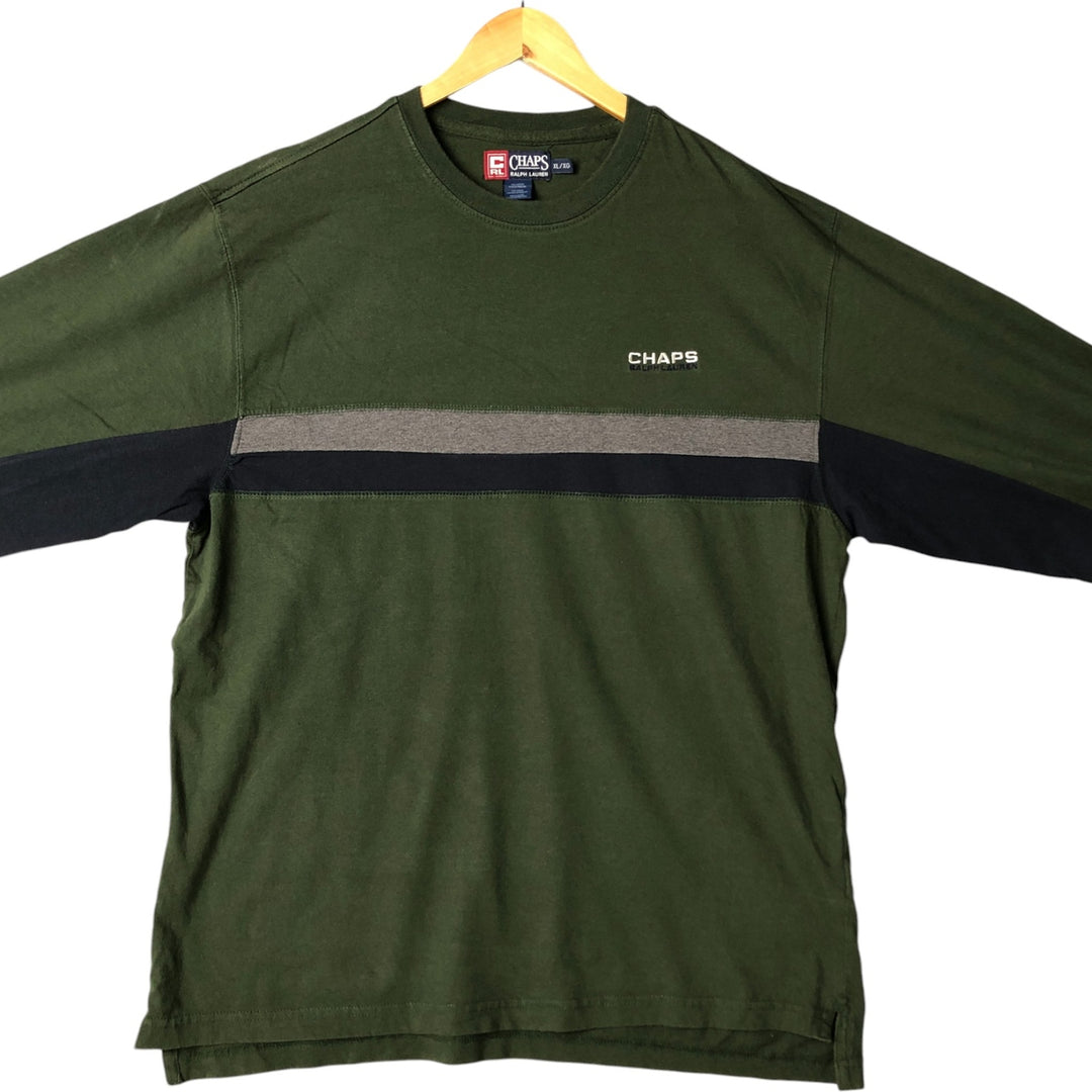 Ralph Lauren CHAPS long-sleeved T-shirt, men's size XL cotton Green type dark green Vintage Second Hand