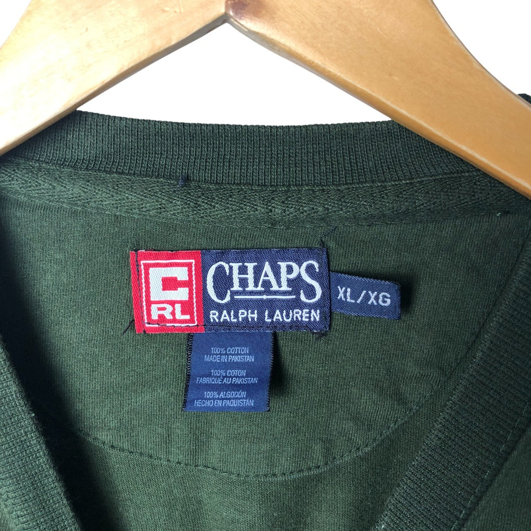 Ralph Lauren CHAPS long-sleeved T-shirt, men's size XL cotton Green type dark green Vintage Second Hand