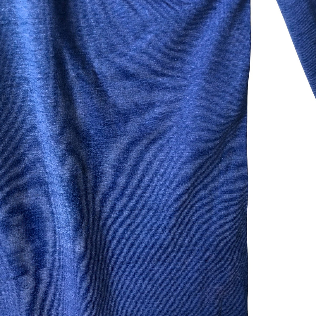 V-neck college football half-sleeve T-shirt, men's size M cotton blue type Vintage Second Hand