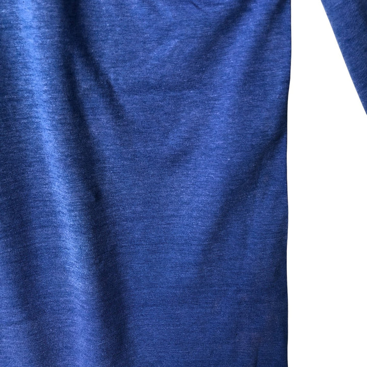 V-neck college football half-sleeve T-shirt, men's size M cotton blue type Vintage Second Hand