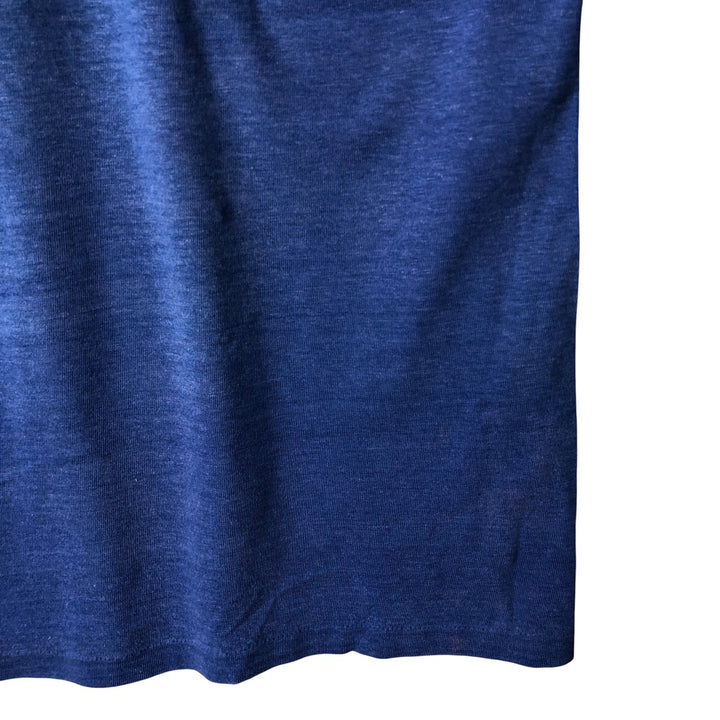 V-neck college football half-sleeve T-shirt, men's size M cotton blue type Vintage Second Hand