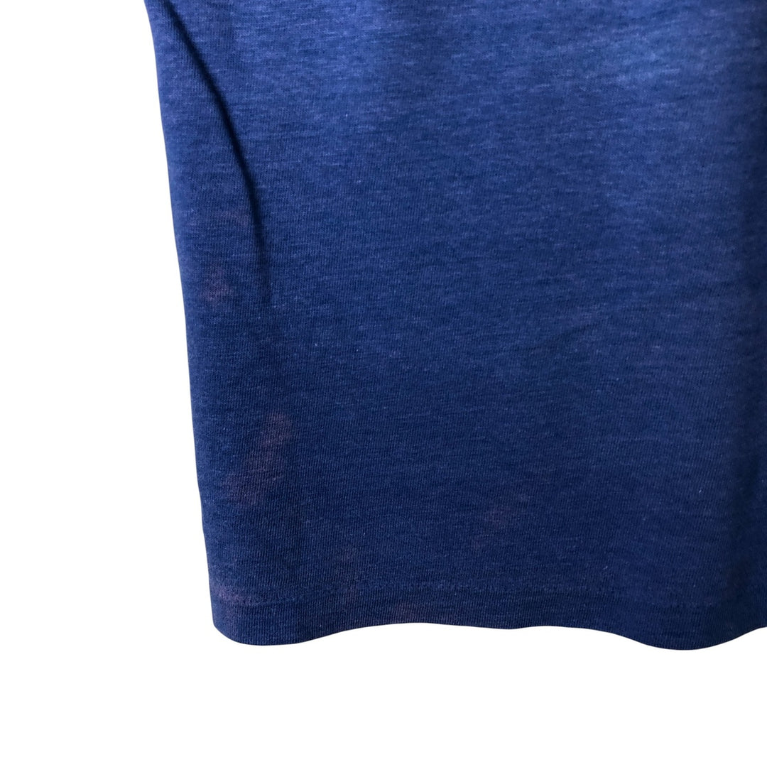 V-neck college football half-sleeve T-shirt, men's size M cotton blue type Vintage Second Hand