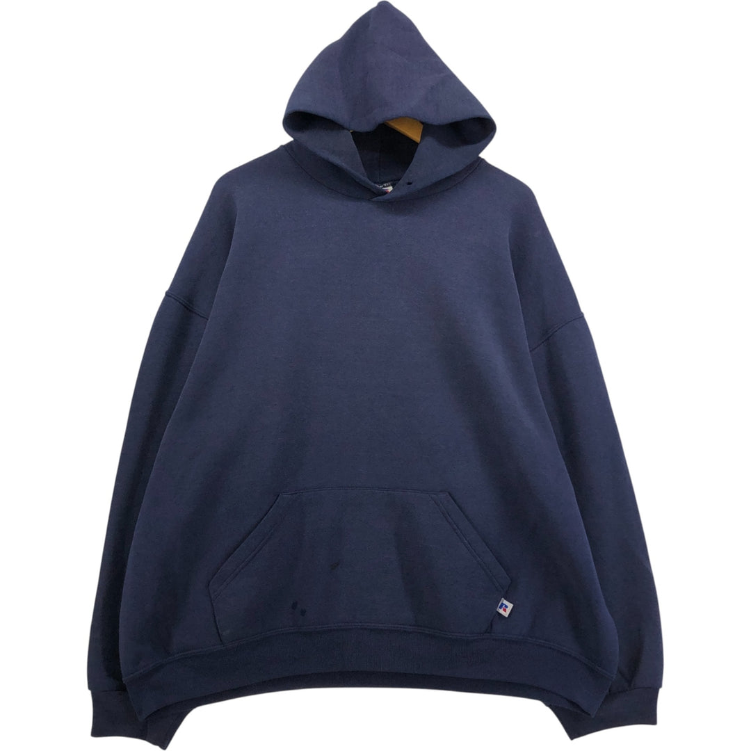 Russell plain blank sweatshirt hoodie, men's size XXL cotton navy blue type Vintage Second Hand