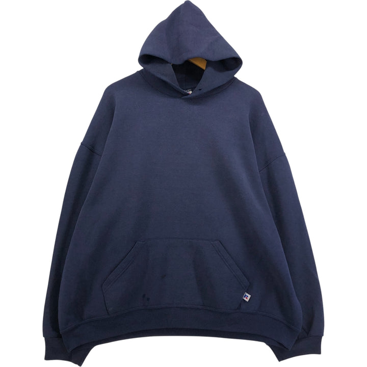 Russell plain blank sweatshirt hoodie, men's size XXL cotton navy blue type Vintage Second Hand