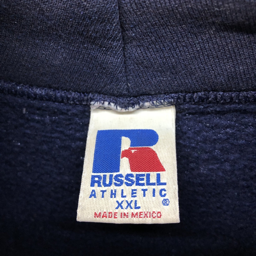Russell plain blank sweatshirt hoodie, men's size XXL cotton navy blue type Vintage Second Hand