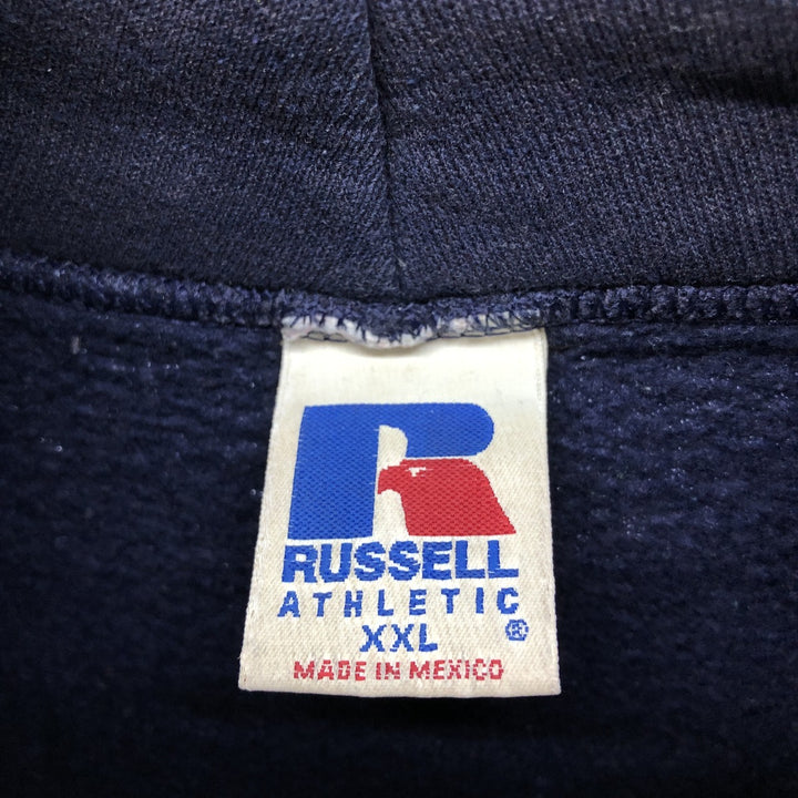 Russell plain blank sweatshirt hoodie, men's size XXL cotton navy blue type Vintage Second Hand