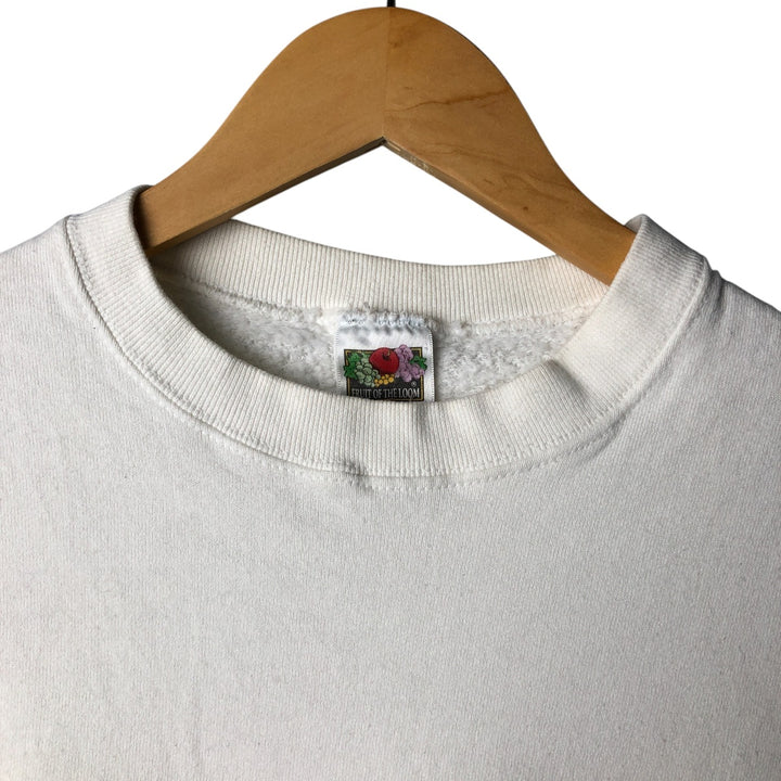 90'S Fruit of the Loom plain blank sweatshirt, Made in USA, Men's XL cotton white type Vintage Second Hand