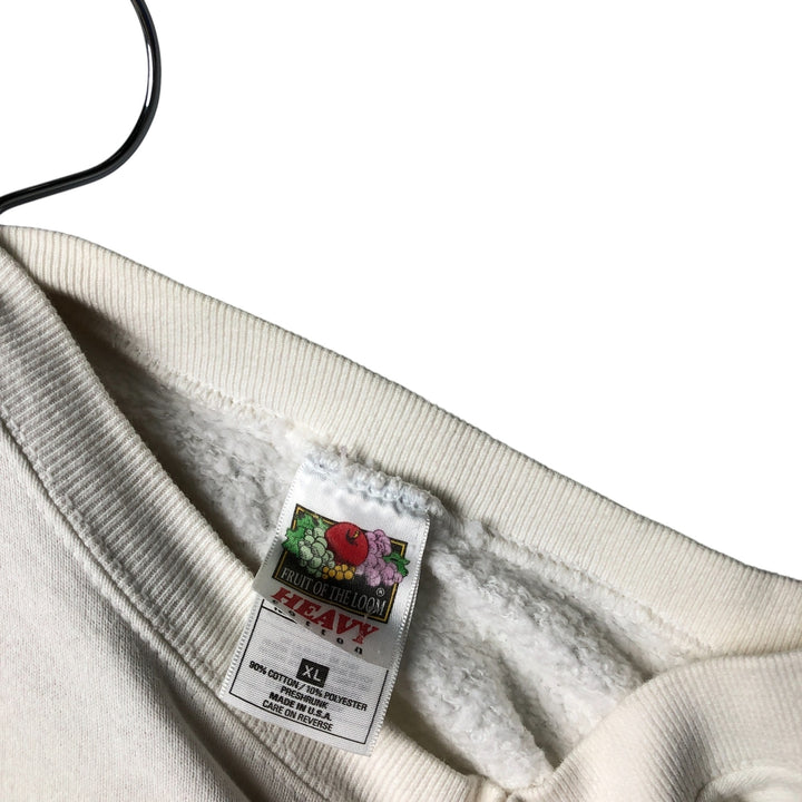 90'S Fruit of the Loom plain blank sweatshirt, Made in USA, Men's XL cotton white type Vintage Second Hand
