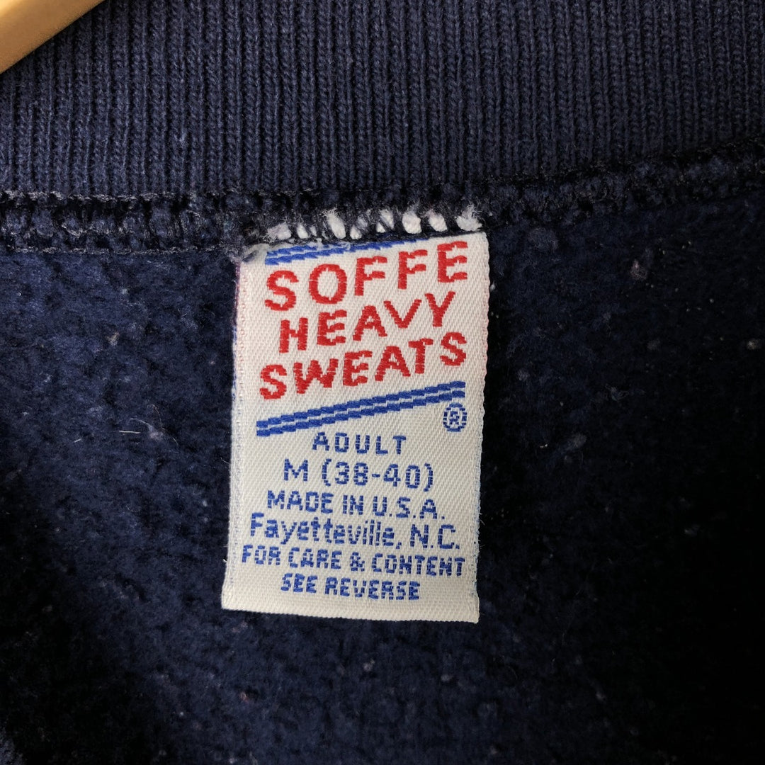 Vintage 80s-90'S SOFFE college sweatshirt, made in the USA, size M, men's polyester navy blue type Vintage Second Hand