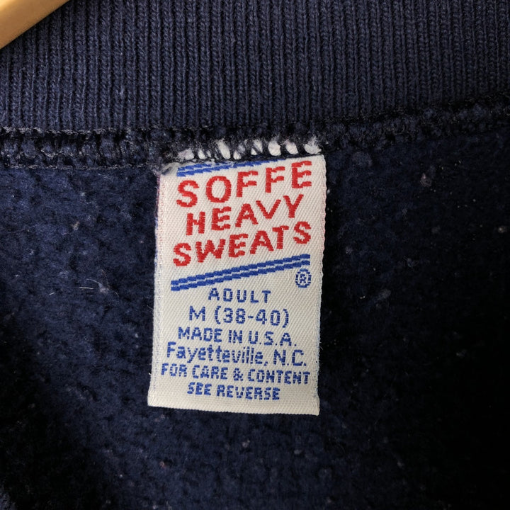 Vintage 80s-90'S SOFFE college sweatshirt, made in the USA, size M, men's polyester navy blue type Vintage Second Hand