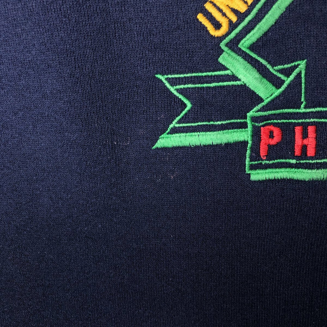 Vintage 80s-90'S SOFFE college sweatshirt, made in the USA, size M, men's polyester navy blue type Vintage Second Hand