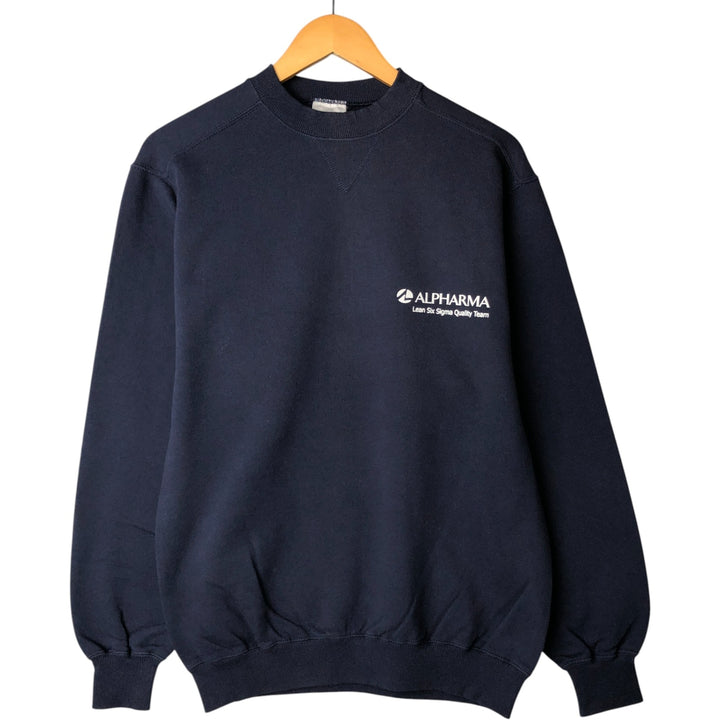 2000'S Jerzees ALPHARMA Advertising Sweatshirt, Men's Size Medium cotton navy blue type Vintage Second Hand