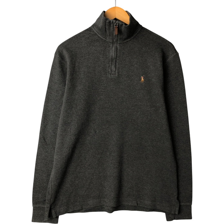 Ralph Lauren POLO RALPH LAUREN ESTATE RIB half-zip sweatshirt, sweatshirt, men's size L cotton Charcoal Vintage Second Hand