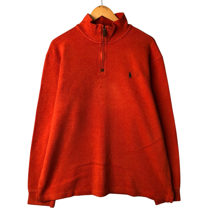 Ralph Lauren POLO RALPH LAUREN Half-Zip Sweatshirt, Men's XL cotton orange type Vintage Second Hand