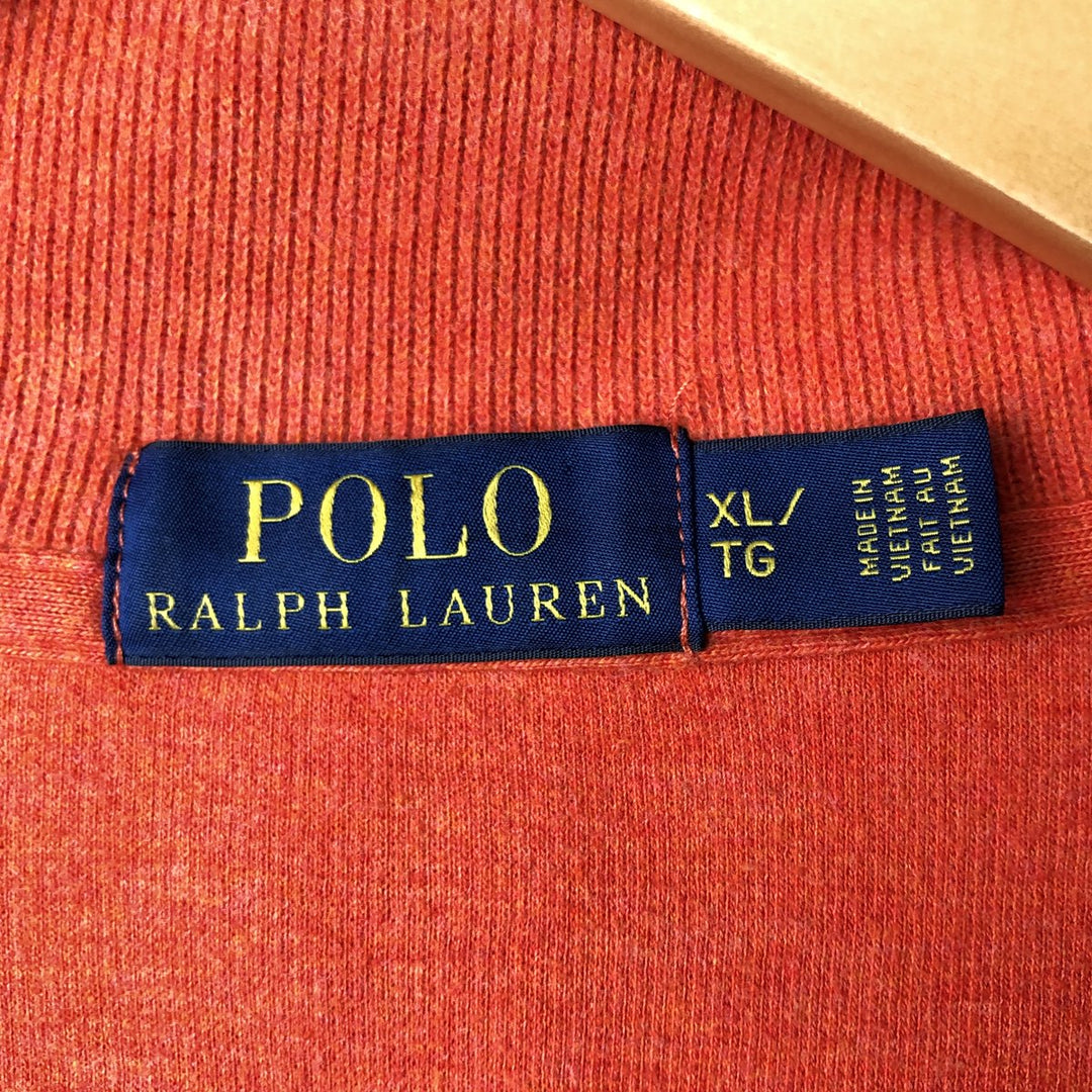 Ralph Lauren POLO RALPH LAUREN Half-Zip Sweatshirt, Men's XL cotton orange type Vintage Second Hand