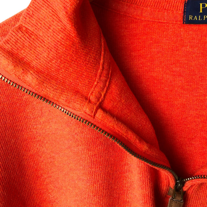 Ralph Lauren POLO RALPH LAUREN Half-Zip Sweatshirt, Men's XL cotton orange type Vintage Second Hand