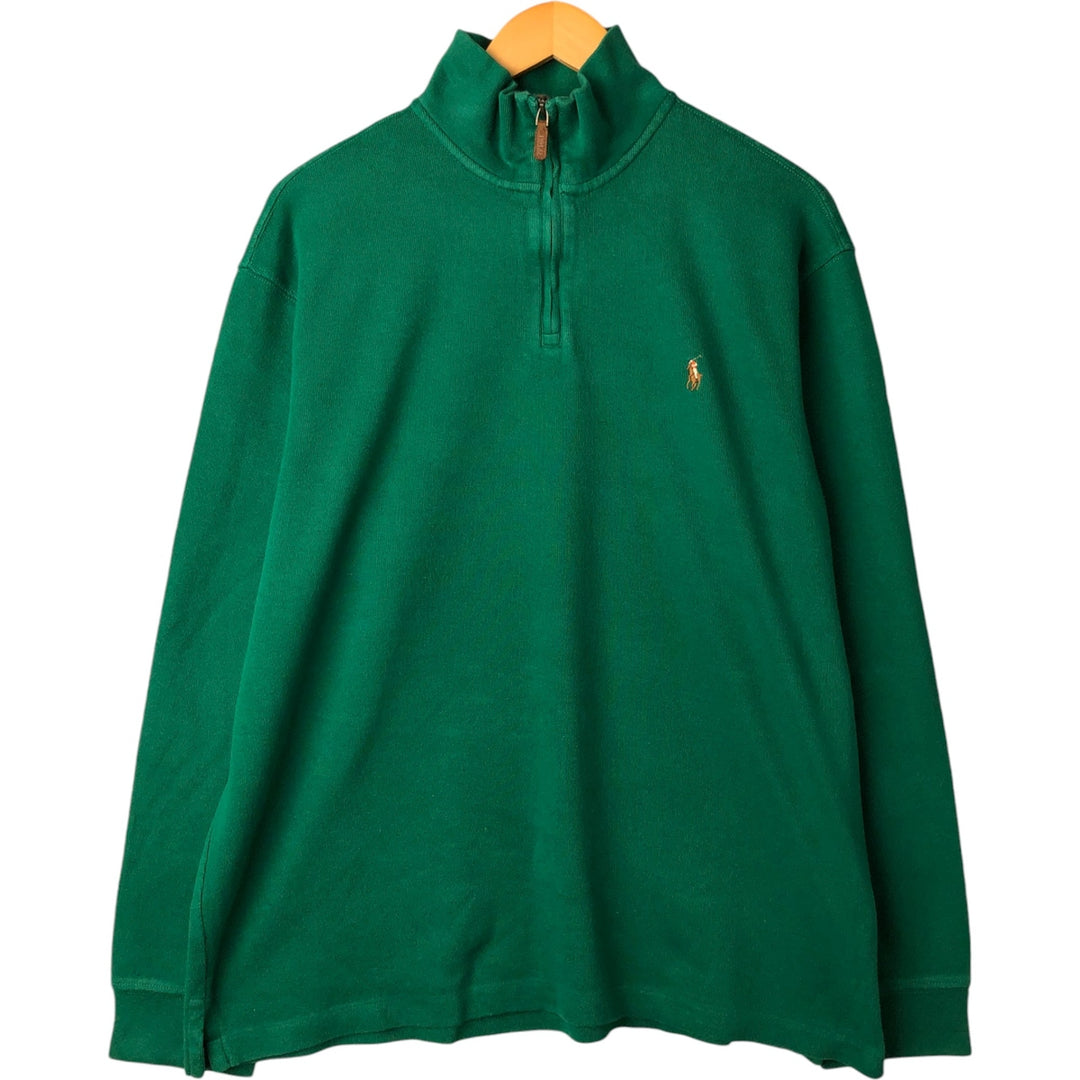 Ralph Lauren POLO RALPH LAUREN ESTATE RIB half-zip sweatshirt, sweatshirt, men's XL size cotton green type Vintage Second Hand