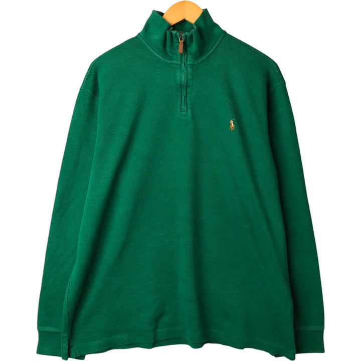 Ralph Lauren POLO RALPH LAUREN ESTATE RIB half-zip sweatshirt, sweatshirt, men's XL size cotton green type Vintage Second Hand