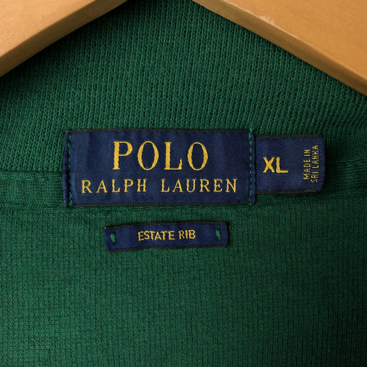 Ralph Lauren POLO RALPH LAUREN ESTATE RIB half-zip sweatshirt, sweatshirt, men's XL size cotton green type Vintage Second Hand